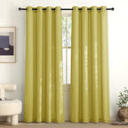 NICETOWN Bright Yellow Linen Curtains 96 inches Long, Grommet Thick Flax Light Filtering Window Treatments Semi Sheer Privacy Assured for Bedroom/Kids Room, W55 x L96, 2 Panels