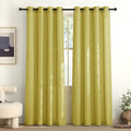NICETOWN Bright Yellow Linen Curtains for Kitchen, Thick Flax Small Window Treatments Semi Sheer Privacy Assured with Light Through for Cafe/Bathroom, W55 x L84, 2 Panels