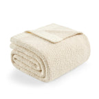 Snuggle Sac Buttery Ivory Bedding Blanket Twin Size 60x80, Super Soft Warm Cozy Knit Fuzzy Microfiber Blanket for Sofa, Bed, Living Room, Heather Ivory, 60x80 Inches