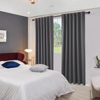 Deconovo Blackout Curtains, Thermal Insulated, W52 x L45 2 Panels, Back Tab, Machine Washable, Room-Darkening Drapes for Bedroom/Living Room Dark Grey