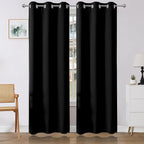 Joydeco Blackout Curtains 90 Inches Long 2 Panels Set, Thermal Insulated Long Curtains& Drapes 2 Burg, Room Darkening Drapes for Bedroom Living Room (Black, W37 x L90 Inch)