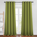 NICETOWN Room Darkening Curtain Panel Grommet - Home Decorations Thermal Insulated Solid Grommet Top Room Darkening Living Room Panels/Drapes for Gift (Fresh Green, 1 Pair, 46 x 90-Inch)