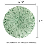 HIG Set of 2 Sage Velvet Decorative Round Pleated Throw Pillows