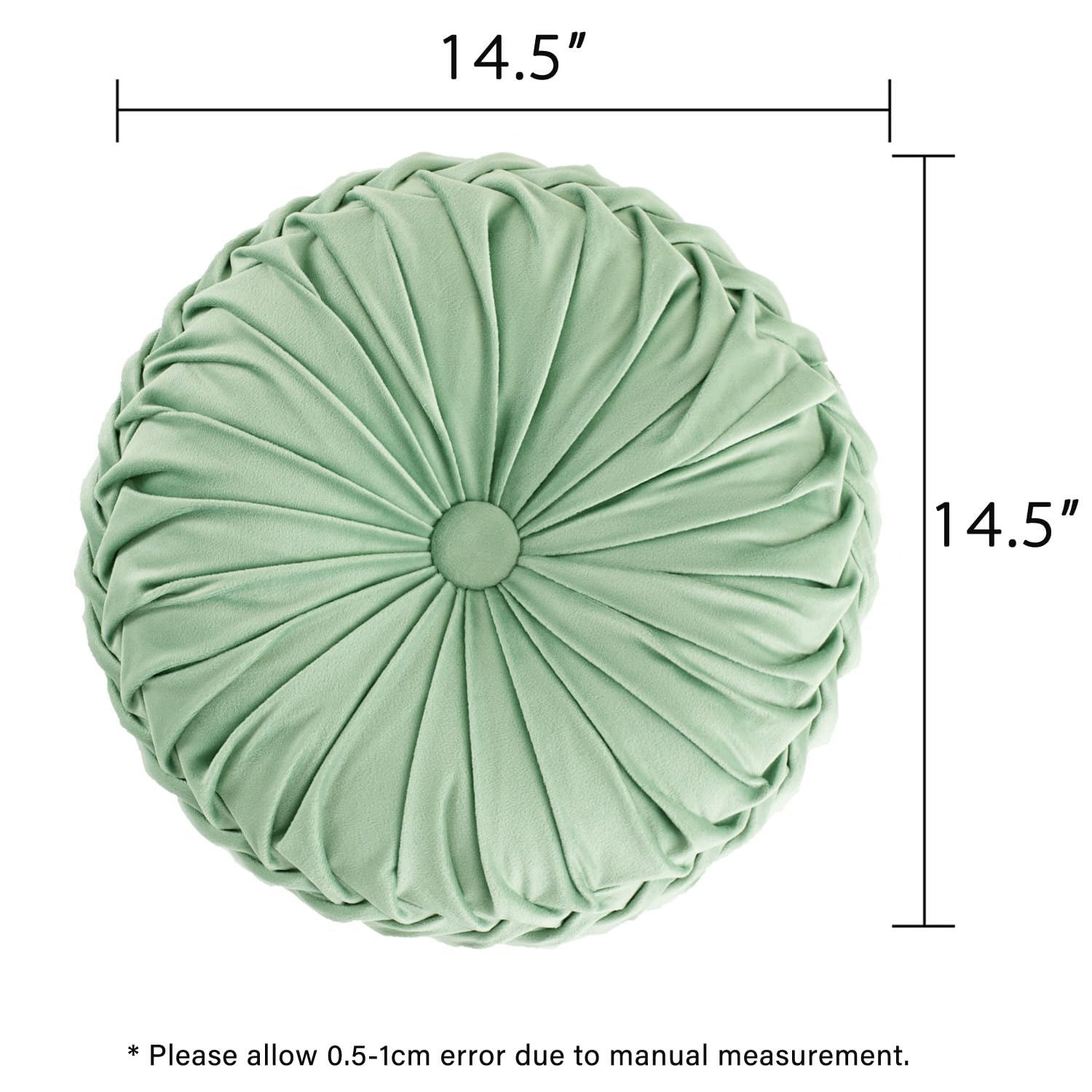 HIG Set of 2 Sage Velvet Decorative Round Pleated Throw Pillows