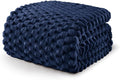 Exclusivo Mezcla 3D Fleece King Size Blanket for Bed, Navy Blue