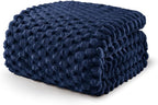 Exclusivo Mezcla 3D Fleece King Size Blanket for Bed, Navy Blue