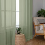 Chyhomenyc Sage Green Sheer Curtains 108 Inches Long - Light Filtering Voile Extra Long Panel Drapes for Floor to Ceiling Window, Elegant Soft Living Room Curtains, Each 42Wx108L Inch, 9FT, 2 Panels