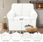 U-NICE HOME Stretch Recliner Chair Cover, Pet Friendly Armchair Slipcover Furniture Protector, Washable Couch Cover, Ivory White