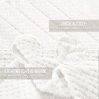 Exclusivo Mezcla Fleece Throw Blanket Extra Large, Super Soft and Warm Blankets for Couch, Sofa and Bed Waffle Textured, Cozy, Fuzzy and Lightweight (Pure White, 50x70 Inches)