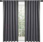 Deconovo Blackout Curtains, Thermal Insulated, W52 x L45 2 Panels, Back Tab, Machine Washable, Room-Darkening Drapes for Bedroom/Living Room Dark Grey