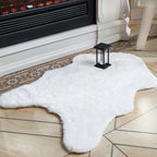 ThreadGlobe Fluffy Faux Rabbit Fur Rug 2'x3', Ultra Soft & Non-Slip Small Rugs for Bedroom, Living Room, Nursery, No Shedding Machine Washable Rug, White, 2x3 Ft