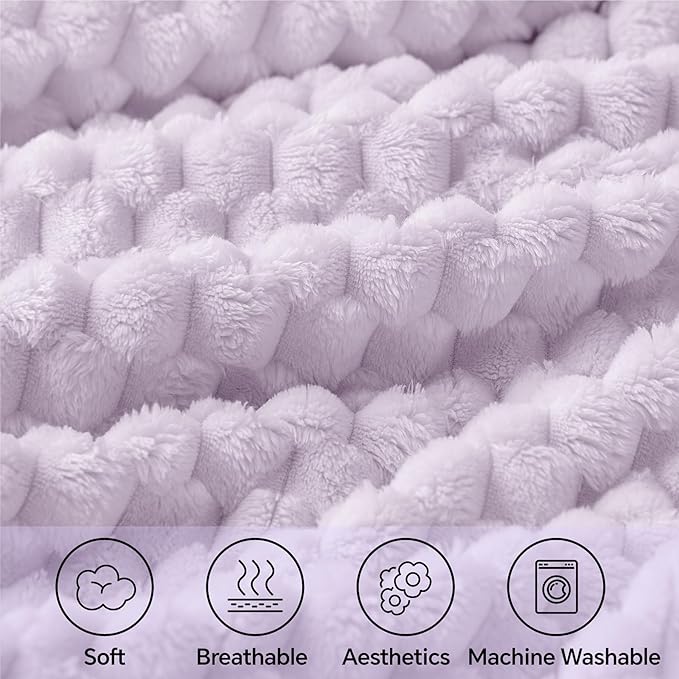 BEDELITE Fleece Blanket - 3D Jacquard Decorative Lavender Fog Throw Blankets for Couch & Bed, Soft and Cozy Warm Plush Fluffy Blanket All Seasons Suitable, 60x80Inches