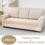 Couch Cushion Cover Chaise Lounge Cover Washable Separate Seat Chaise Couch Cover Stretch Sectional Sofa Slipcover(1 Piece for Chaise or Sofa 3-Seater, Natural)