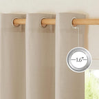 NICETOWN Flax Taupe Linen Curtains for Room Divider, Grommet Top Thick Flax Semi Sheer Vertical Drapes Privacy Assured with Light Filtering for Sliding Glass Door, W68 x L84, 2 Pieces