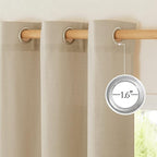 NICETOWN Linen with Polyester Curtains 72 inch Length 2 Panels, Grommet Privacy Curtains with Light Filtering Linen Blend Window Treatment for Living Room/Bedroom, Angora, W55 x L72, 2 Panels .