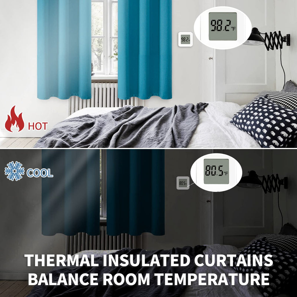 BGment Peacock Blue Blackout Curtains for Bedroom 72 Inch Long - 2 Panels