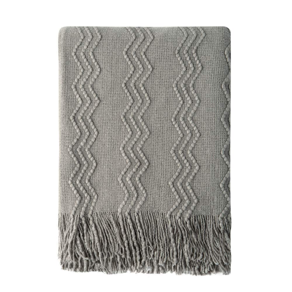 BOURINA Green Throw Blanket 50x60 Inch Boho Knitted Soft Throw Sofa Blanket