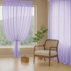 Lavender Sheer Curtains 84 Inches Long 2 Panels, Elegant Airy Transparent Light Filtering Window Curtains, Window Drapes for Living Room Bedroom, Top Dual Rod Pocket Design, 2x42Wx84L Inches