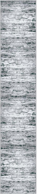 Lansny Modern Abstract Runner Rug 2.6x14, Black Grey White Washable Long Kitchen Runner Non-Slip Soft Hallway Rug Runner Thin Print Faux Wool Carpet for Entryway Bedroom Laundry Room Indoor Home Decor