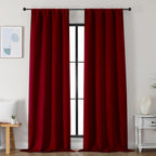 Simplebrand Ava Red Blackout Curtains for Bedroom 96 Inches Long 2 Panels, Solid Thermal Insulated, Energy Saving Nursery Window Treatment Curtains Blackout Drapes, W40 x L96 Inch, Red