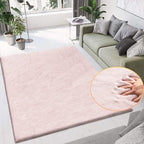 ORINOVA Pink Washable Fluffy 5x8 Area Rugs for Bedroom Plush Faux Rabbit Shag Fur Rug for Living Room Nursery Rug