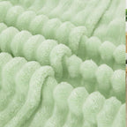 Cream Green Fleece Throw Blanket 60”×80” for Couch Sofa Livingroom