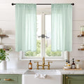 BGment Light Green Linen Curtains 45 Inch Length - Small Window Drapes Lightweight with Rod Pocket for Bathroom Kitchen Window Spring Decor, 2 Panels Set, 30 X 45 Inch