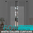 Joydeco 60% Blackout White Curtains 84 Inch Length 2 Panels, Thermal Insulated Long Curtains& Drapes 2 Burg, Room Darkening Grommet Drapes for Bedroom Living Room Window(Greyish White, W52 x L84 Inch)
