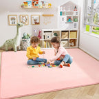 Amearea Large Modern Area Rugs for Bedroom Living Room, 6x9 Feet Pink Thickened Memory Foam Rug, Fluffy Indoor Washable Rugs Non Slip Minimalist Carpet for Boys Girls Dorm Nursery Room Decor