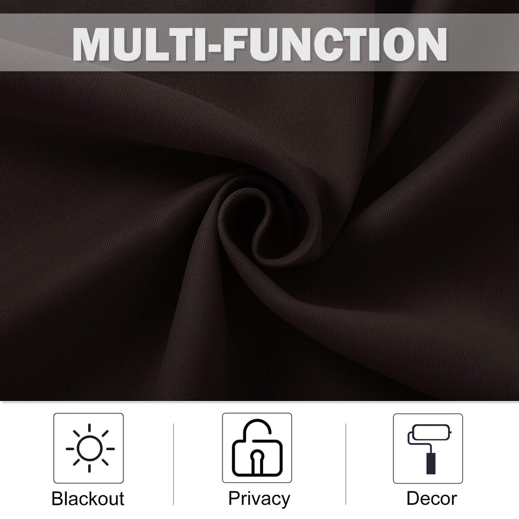 NICETOWN Kitchen Blackout Window Treatments Curtains - Eyelet Top Home Fashion Blackout Curtains Tailored Panels (Double Panels, W42 x L36 inches 1.2 inches Header, Toffee Brown)