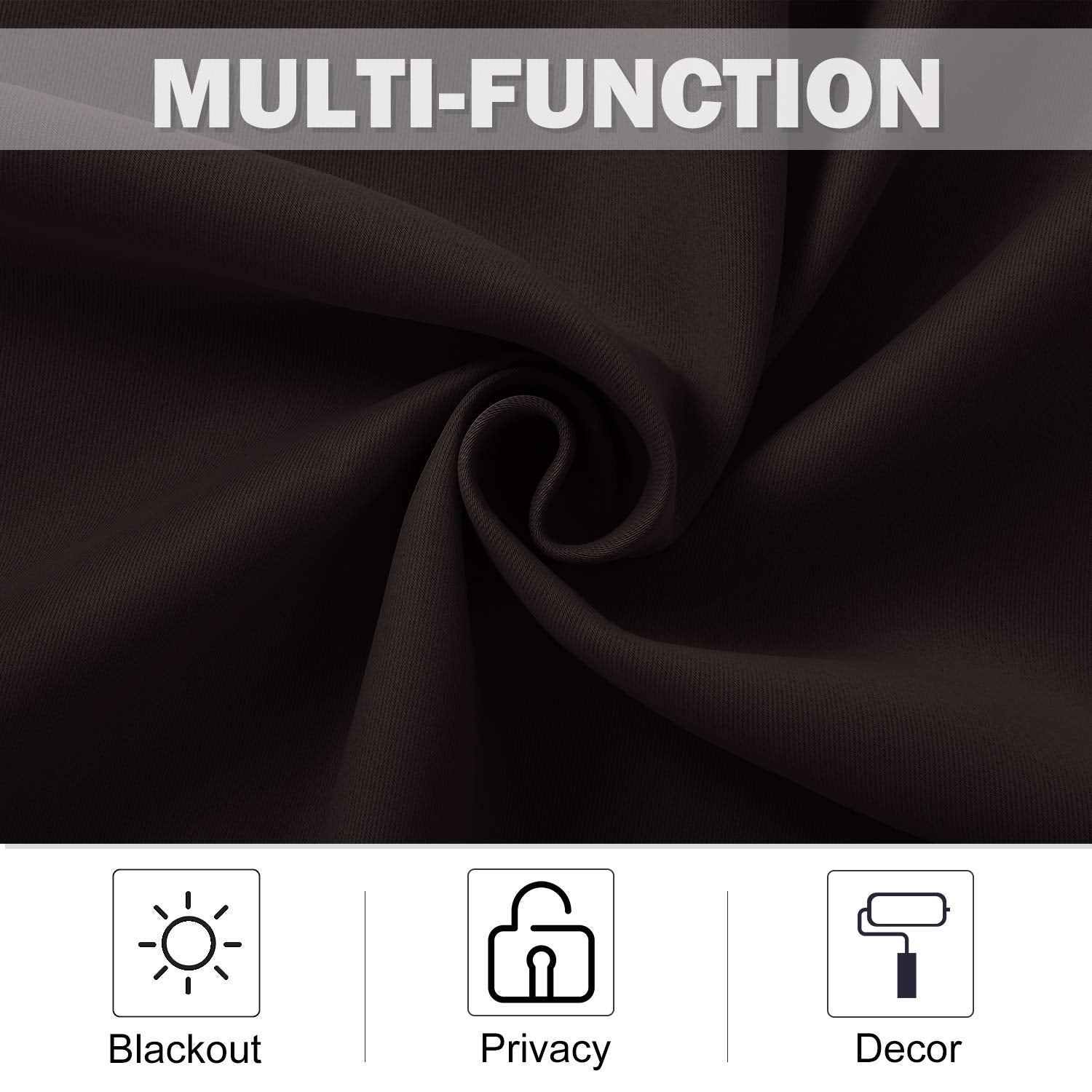 NICETOWN Kitchen Blackout Window Treatments Curtains - Eyelet Top Home Fashion Blackout Curtains Tailored Panels (Double Panels, W42 x L36 inches 1.2 inches Header, Toffee Brown)