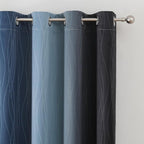 Navy Blue and Black Ombre Blackout Curtains for Bedroom 63 Inch Length