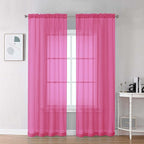 Chyhomenyc Sheer Hot Pink Curtains 90 inches Long 2 Panels, Light Filtering Soft Airy Solid Elegant Voile Window Treatment Drapes for Bedroom Living Room, 42Wx90L Inches
