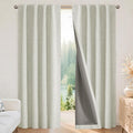 Joydeco Blackout Curtains for Bedroom - 100% Light Blocking 2 Panels Light Beige Drapes 42"W x 96"L, Thermal Insulated Room Darkening Curtains, Linen Textured for Living Room, Rod Pocket & Back Tabs