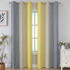 Yellow and Grey Ombre Blackout Curtains for Living Room 42Wx84L Inch Length