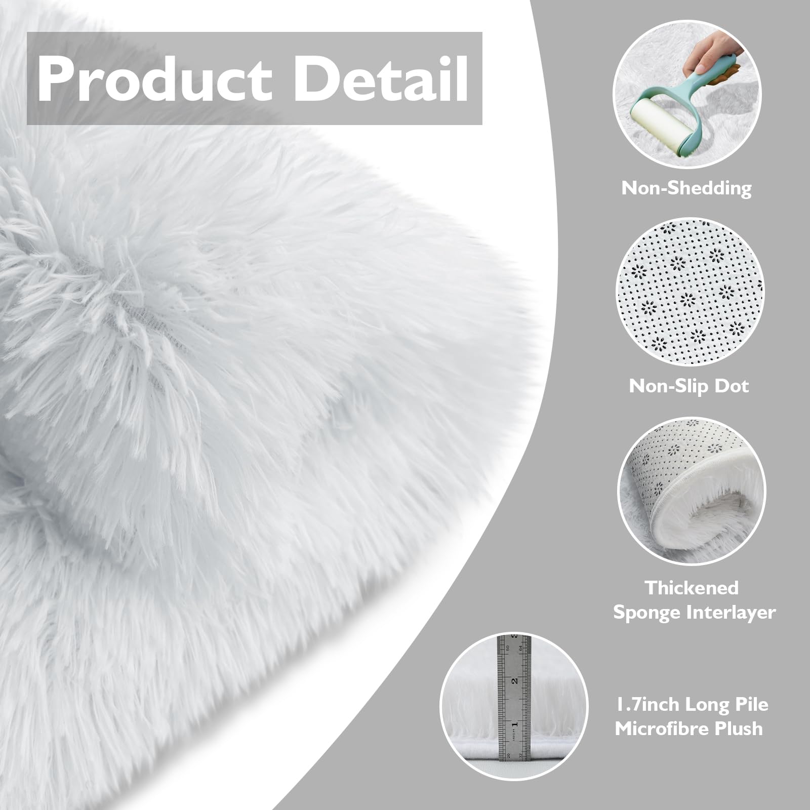 9x12 Fluffy Area Rugs for Living Room Bedroom,Large White Fuzzy Shag Rug