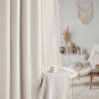 XOGUIBO 80% Boho Blackout Curtains 84 Inch Linen Blend Drapes 2 Panels