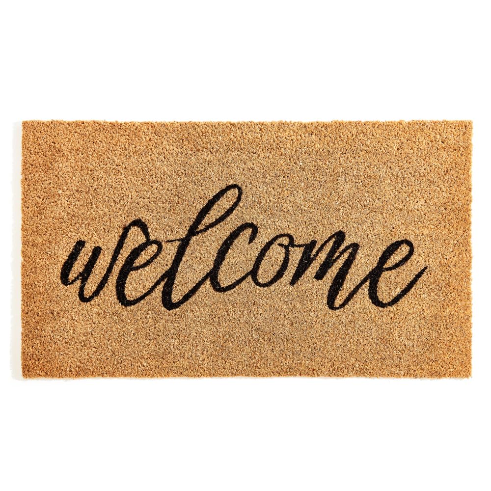 KANKUN Coco Coir Door Mat with Heavy Duty Backing, Welcome Doormat (17" x 30"), Doormat Entrance (Welcome3)