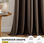 MIULEE Chocolate Brown Blackout Curtains - Bedroom Window Treatment Curtains Thermal Insulated Room Darkening Drapes for Living Room Kitchen Grommet Drapery, 40 x 45 Inches Long, 2 Panels