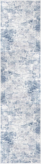 IOHOUZE Abstract Runner Rug 2x8 Ft Washable Runners for Hallways, Non Slip Kitchen Runner Printed Faux Wool Entryway Runner Indoor, Modern Floor Carpet for Hall Kitchen Bedroom, Light Blue Grey