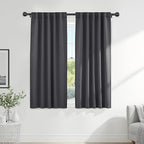 PONY DANCE Grey Window Curtains - 42 W x 72 L, Gray Blackout Thermal Drapes Treatments Light Blocking Rod Pocket Panels for Living Room Home Decoration, 1 Pair