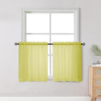 OWENIE Short Lemon Sheer Curtains 30 Inch Length 2 Panels Set, Kitchen Curtains Tiers Light Filtering Rod Pocket Cafe Curtain for Basement Bathroom Small Half Window, 42" W x 30" L, Lemon