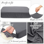 Newwiee Set of 4 Stretch Patio Cushion Covers Sofa Couch Seat Chair Slipcovers Cushion Cover Replacement Furniture Protector for Pets Washable(Dark Grey,Seat Cover,Solid)
