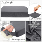 Newwiee Set of 4 Stretch Patio Cushion Covers Sofa Couch Seat Chair Slipcovers Cushion Cover Replacement Furniture Protector for Pets Washable(Dark Grey,Seat Cover,Solid)