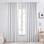 Deconovo Blackout Curtains, Thermal Insulated, W52 x L84 2 Panels, Back Tab, Machine Washable, Room-Darkening Drapes for Bedroom/Living Room Star White