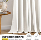MIULEE Ivory Blackout Curtains for Bedroom Living Room 63 Inches Long 2 Panels, Thermal Insulated Room Darkening Drapes Solid Grommet Noise Reduction Light Blocking Window Treatments 40x63 Inch