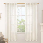 LAMIT Light Filtering Linen Curtains 72 inches Long for Bedroom, Linen Textured Semi Sheer Back Tab and Rod Pocket Boho Drapes for Small Window/Living Room, Cream, 2 Panels, 34 x 72 Inch