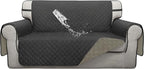 ISSUNTEX Double Protection 100% Waterproof Loveseat Sofa Covers for Living Room, Couch Covers for 2 Cushion Couch Sofa, Reversible Furniture Protector Sofa Cover for Dogs (Loveseat, Dark Gray/Beige)