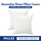 MIULEE Soft Chenille Throw Pillow Covers White 18x18 Inch Pack of 2
