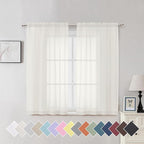 Aiyufeng Ivory Living Room Sheer Curtains 54 inch Long 2 Panels Set, Rod Pocket Voile Sheer Draperies Privacy with Light Penetration for Villa, W40 by L54 inches, 2 Panels